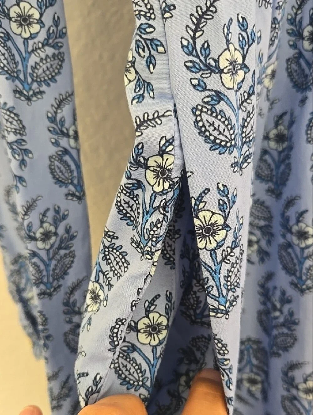 J. Crew Blue Floral Pockets Buttoned  Comfy Wear Babydoll Boho Fall Dress